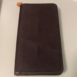 Gucci Bamboo Canvas Leather Zip Around Wallet